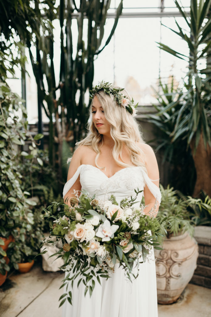 bride at wedding at civic gardens in london, ontario