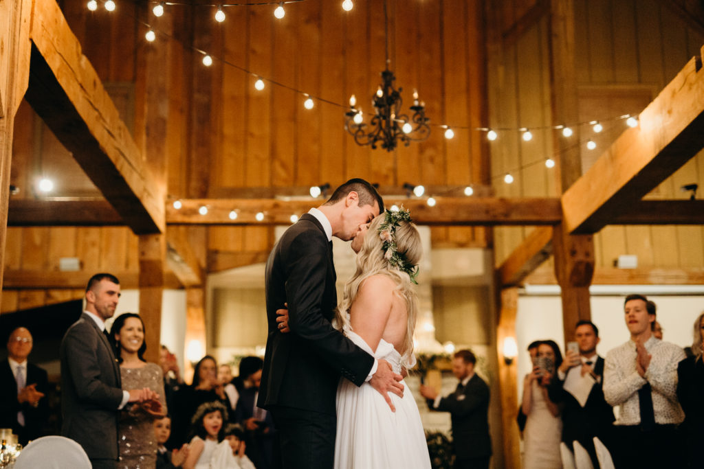 bride and groom first dance for wedding at bellamere in london, ontario